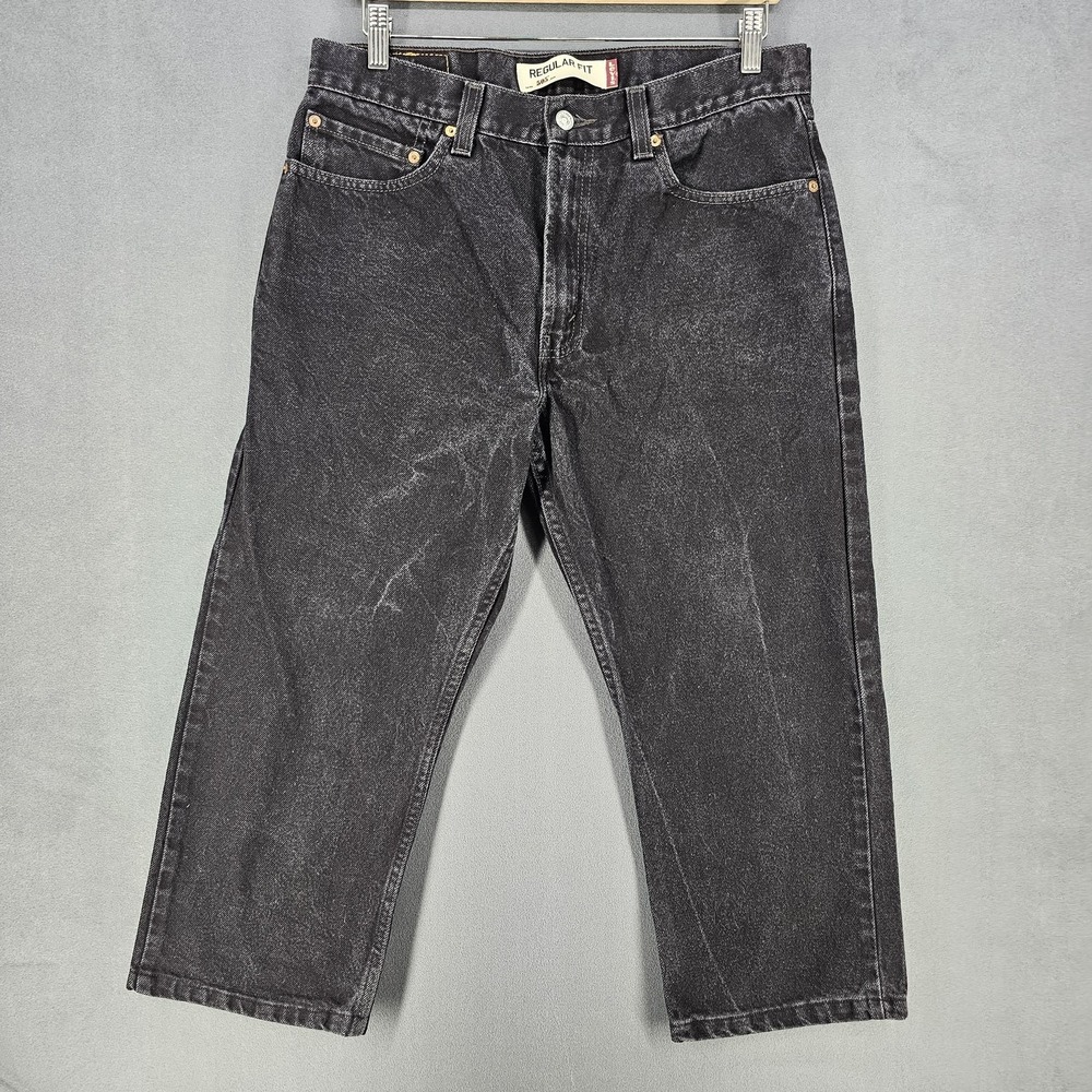 Levis 505 Jeans Mens 33x23 Black Denim‎ Regular Fit Straight Leg